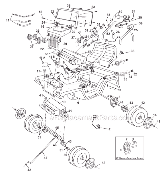 Page A Diagram and Parts List for 78537-9993  Power Wheels Ride-On Cars